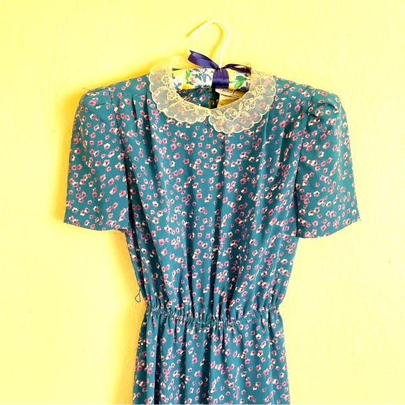 Vintage 80’s Jody of California Floral Lace Secretary Dress - Picture 2 of 10